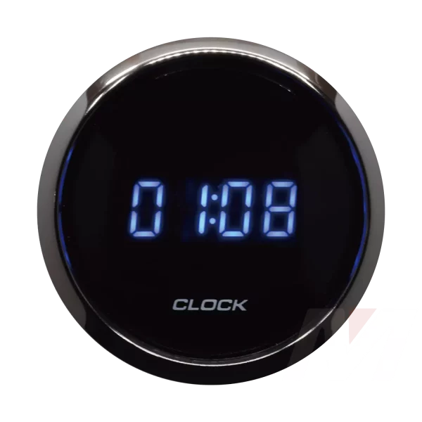 52mm black face stainless rim digital black dial Clock Gauge