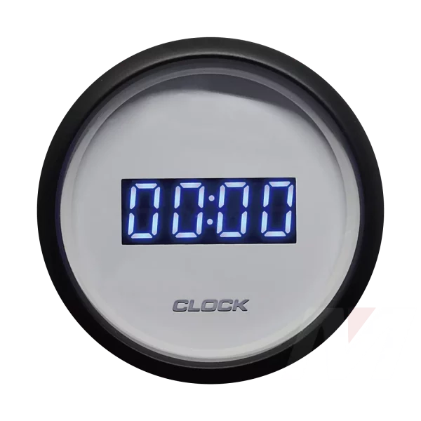 52mm white face black rim digital white dial Clock Gauge