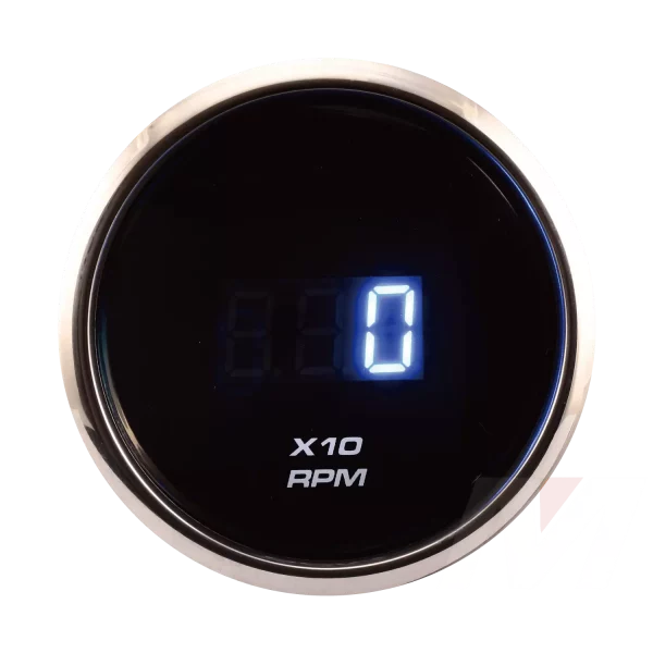 52mm black face stainless rim digital black dial RPM Tachometer