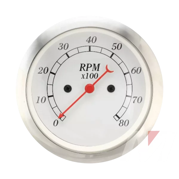 85mm white face stainless rim white dial red needle Tachometer