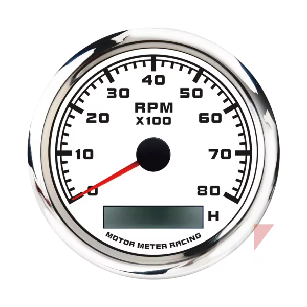 85mm white face 8000 RPM electrical tachometer with digital hour meter