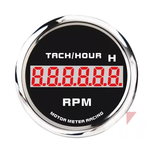 52mm black face stainless rim digital black dial Tachometer Hourmeter