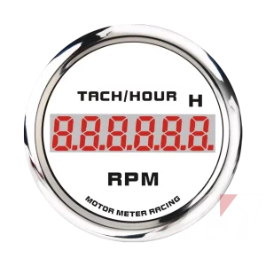 52mm white face stainless rim digital white dial RPM Tachometer Hourmeter